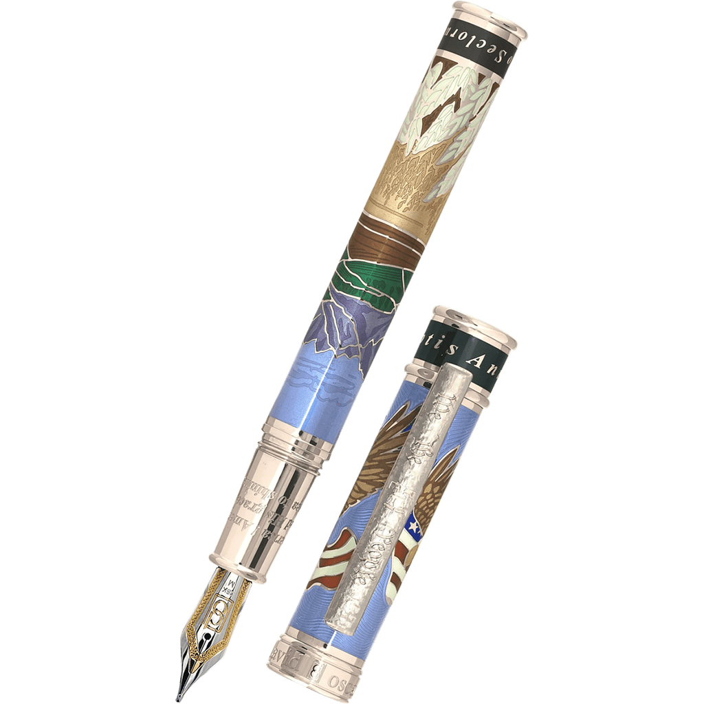 David Oscarson America The Beautiful Fountain Pen - Light Blue (Limited Edition) - Pen Boutique Ltd