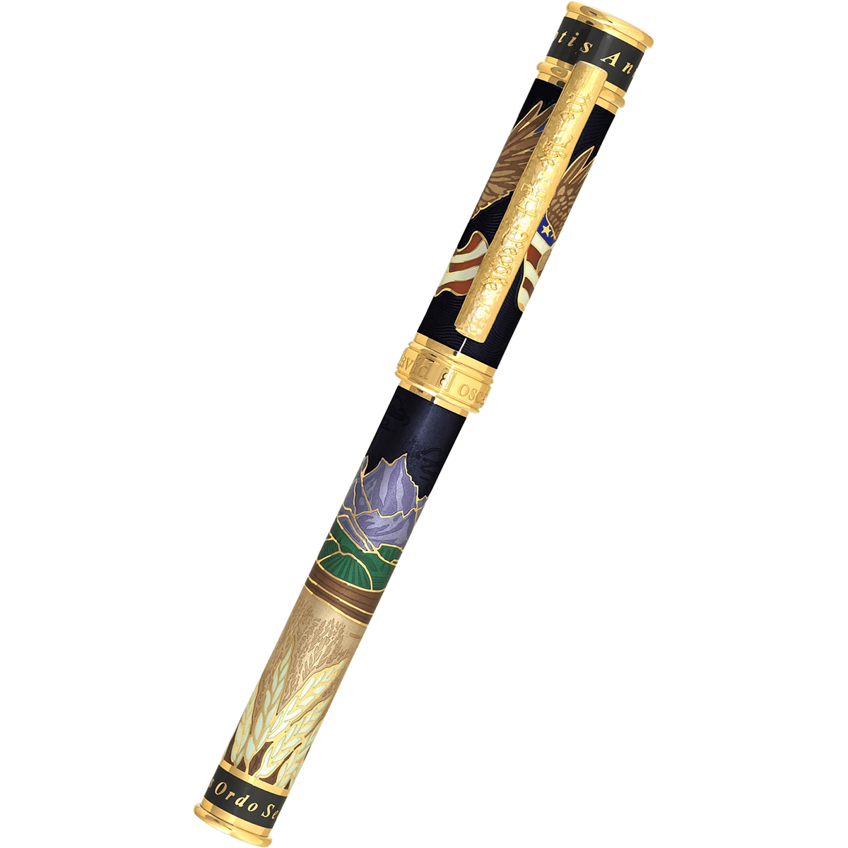 David Oscarson America The Beautiful Fountain Pen - Onyx - Gold Trim (Limited Edition) - Pen Boutique Ltd