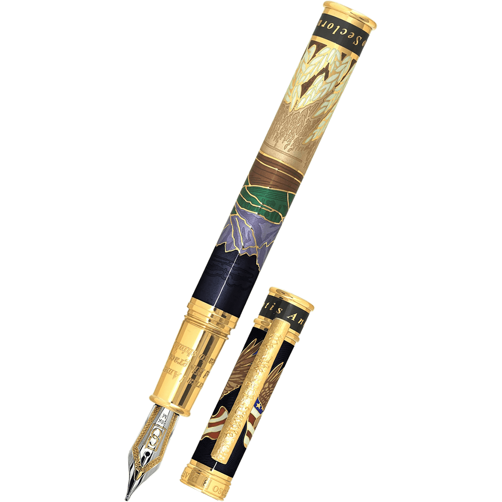 David Oscarson America The Beautiful Fountain Pen - Onyx - Gold Trim (Limited Edition) - Pen Boutique Ltd