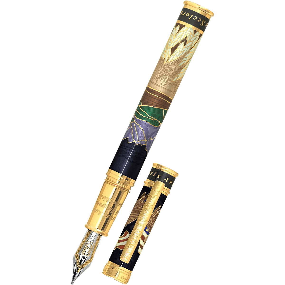 David Oscarson America The Beautiful Fountain Pen - Onyx - Gold Trim (Limited Edition) - Pen Boutique Ltd