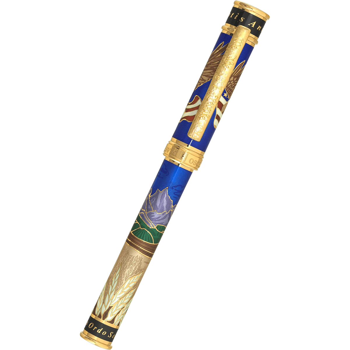 David Oscarson America The Beautiful Fountain Pen - Sapphire - Gold Trim (Limited Edition) - Pen Boutique Ltd
