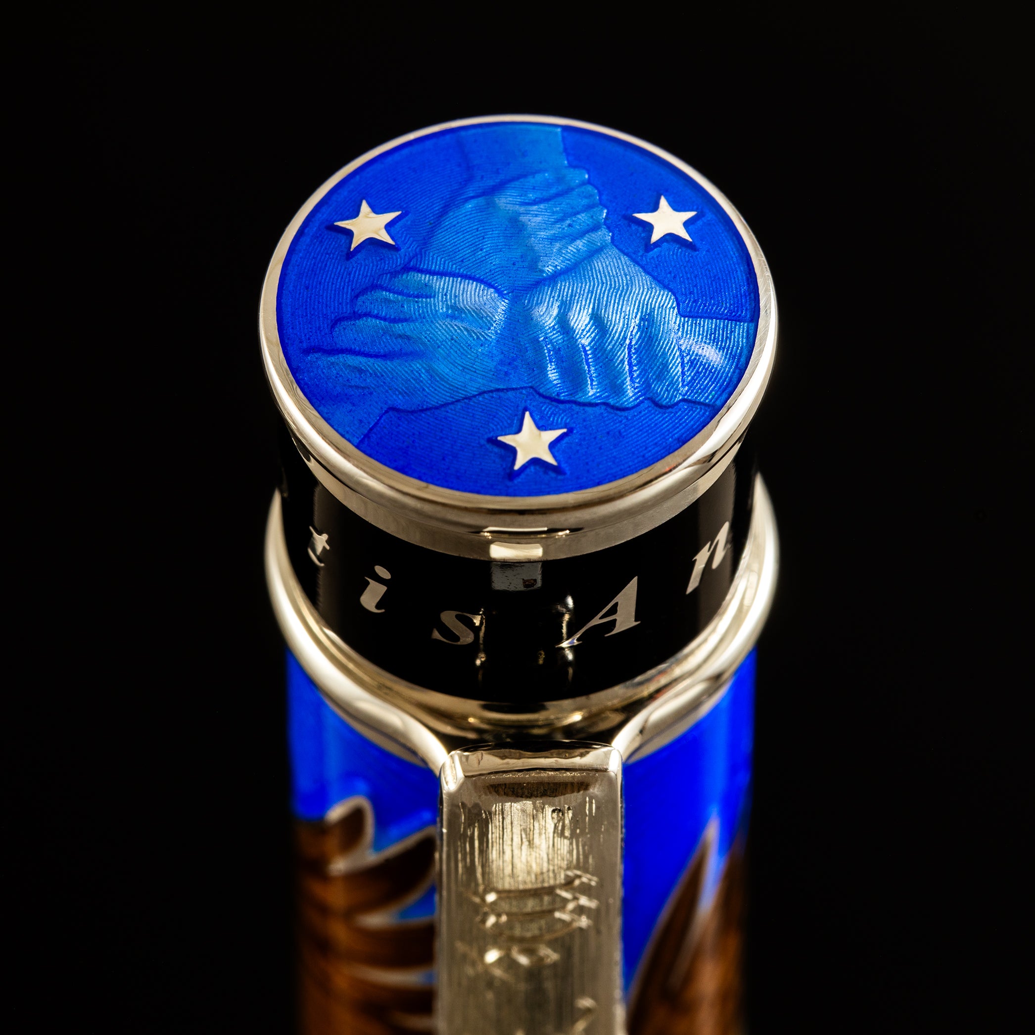 David Oscarson America The Beautiful Fountain Pen - Sapphire - Silver Trim (Limited Edition) - Pen Boutique Ltd