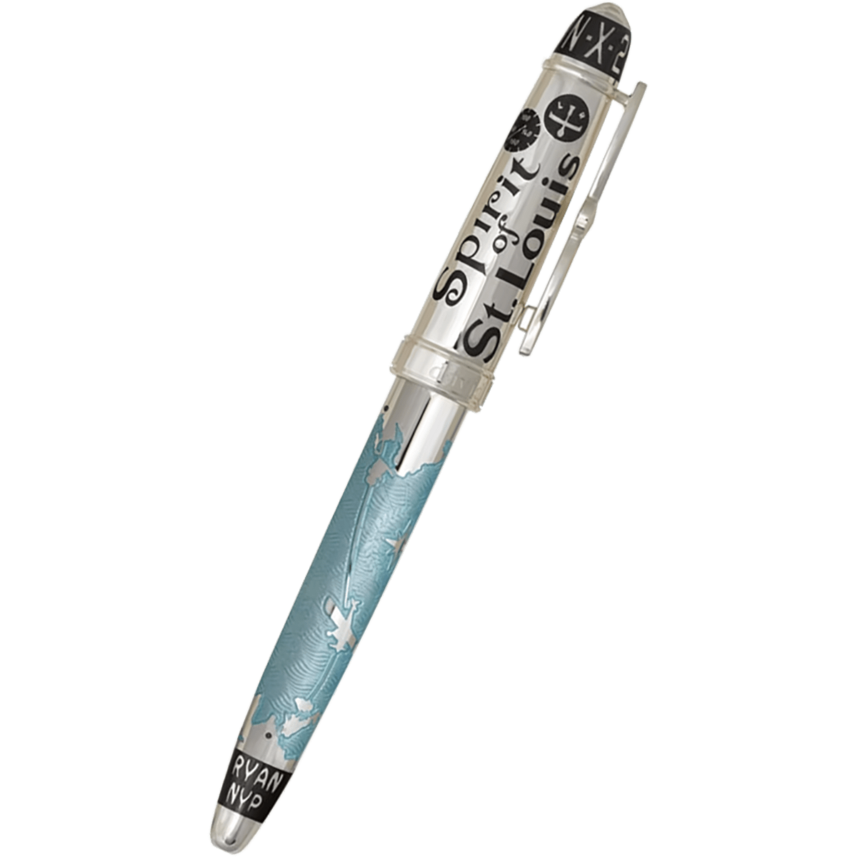 David Oscarson Spirit of St. Louis Fountain Pen - Charles Lindbergh Sky Blue - Pen Boutique Ltd
