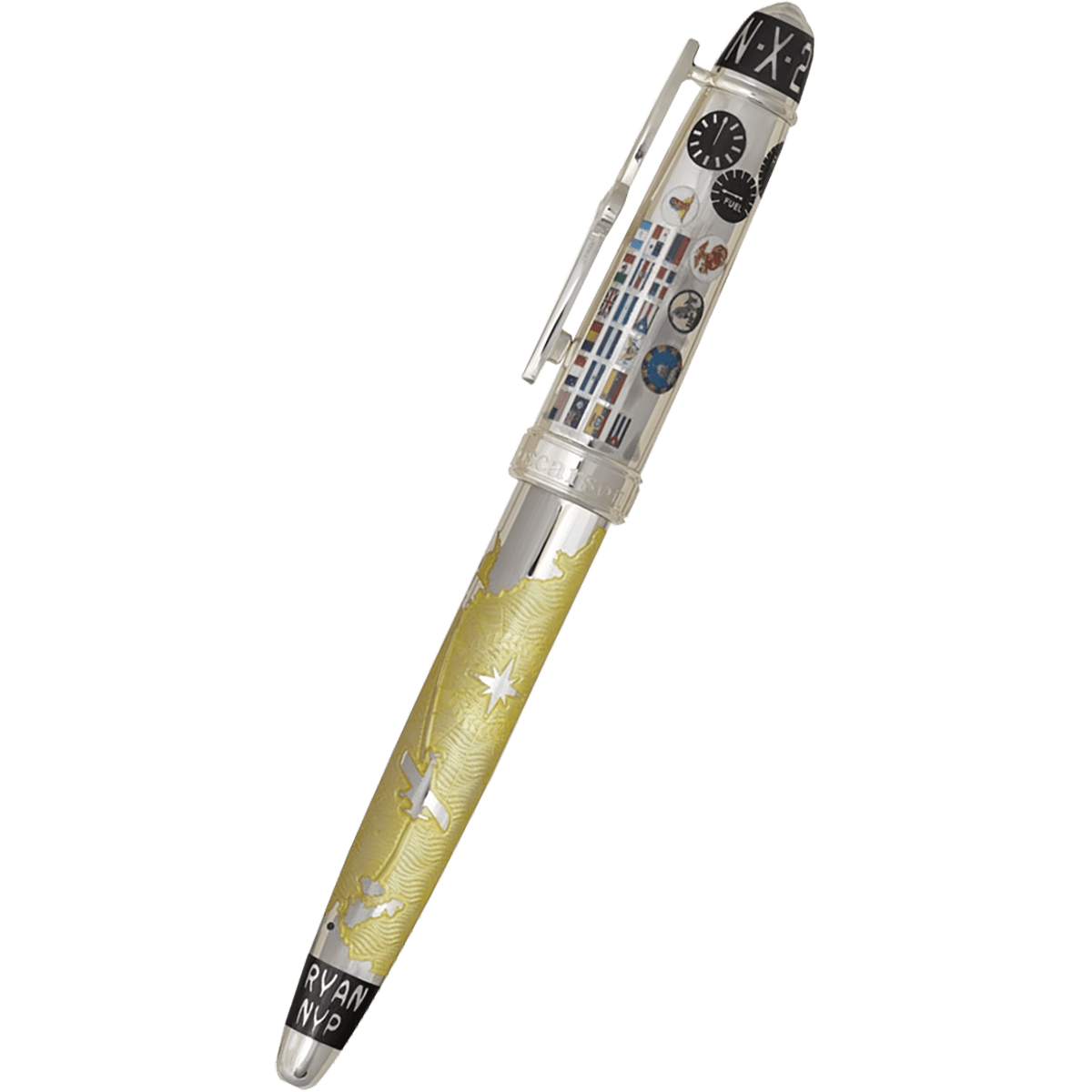 David Oscarson Spirit of St. Louis Fountain Pen - Charles Lindbergh Sunburst - Pen Boutique Ltd