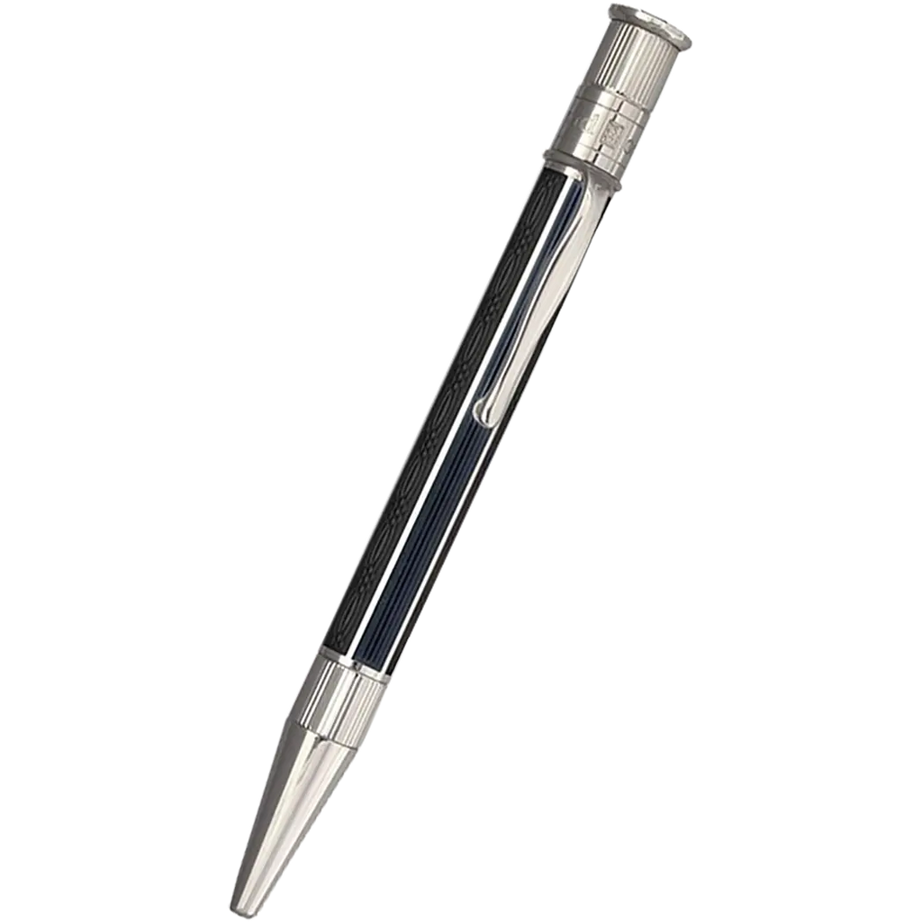 David Oscarson’s Sterling Silver Guilloche and Hard Enamel Ballpoint Pen Enamel Black-Pen Boutique Ltd
