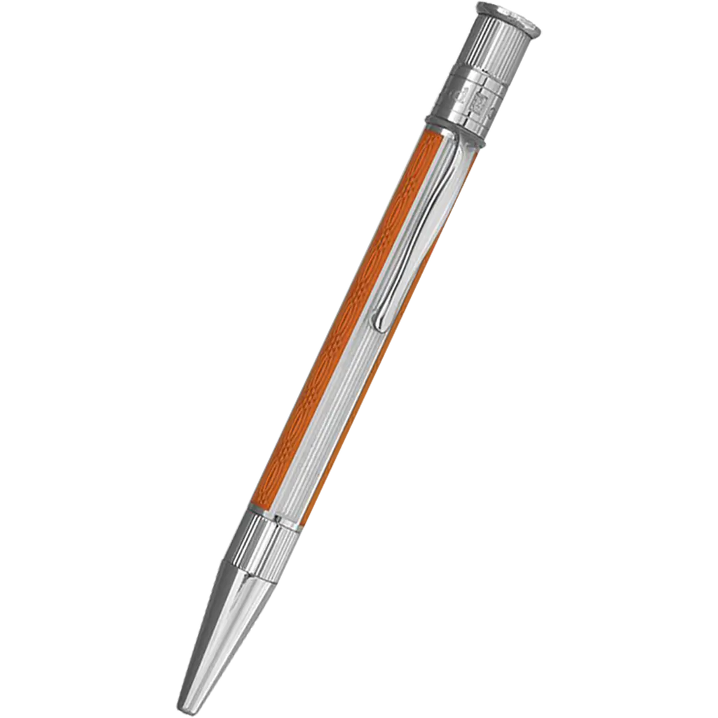 David Oscarson’s Sterling Silver Guilloche and Hard Enamel Ballpoint Pen Enamel Saffron-White-Pen Boutique Ltd