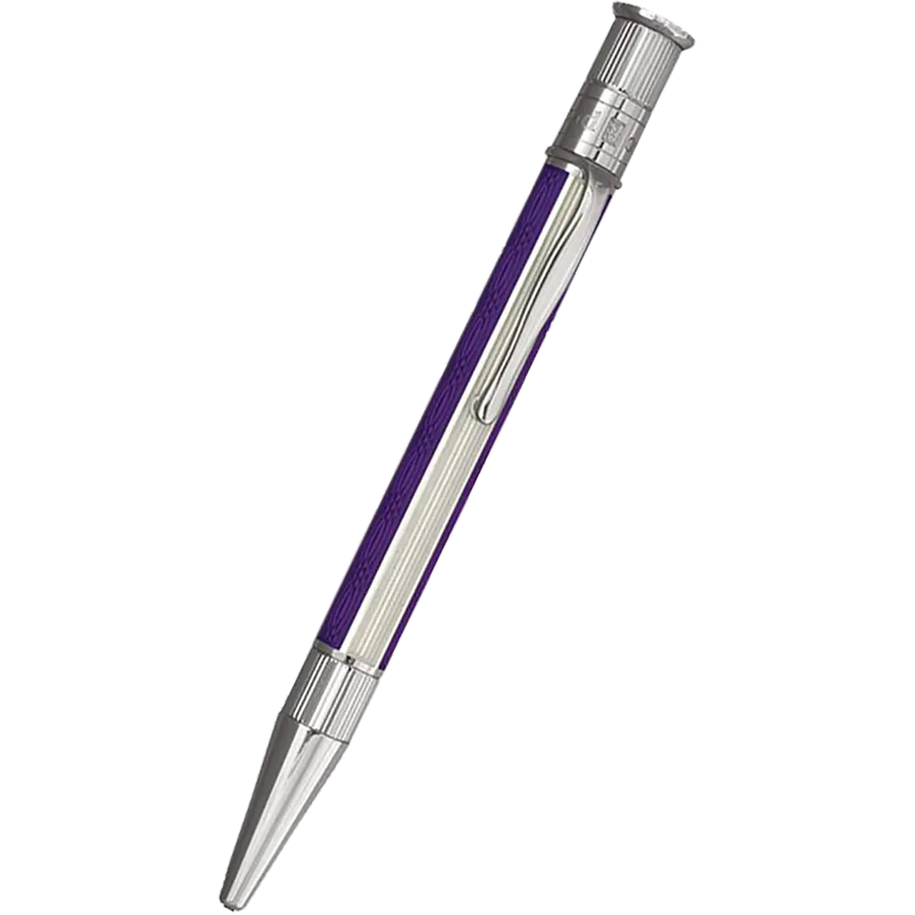David Oscarson’s Sterling Silver Guilloche and Hard Enamel Ballpoint Pen Violet-White-Pen Boutique Ltd