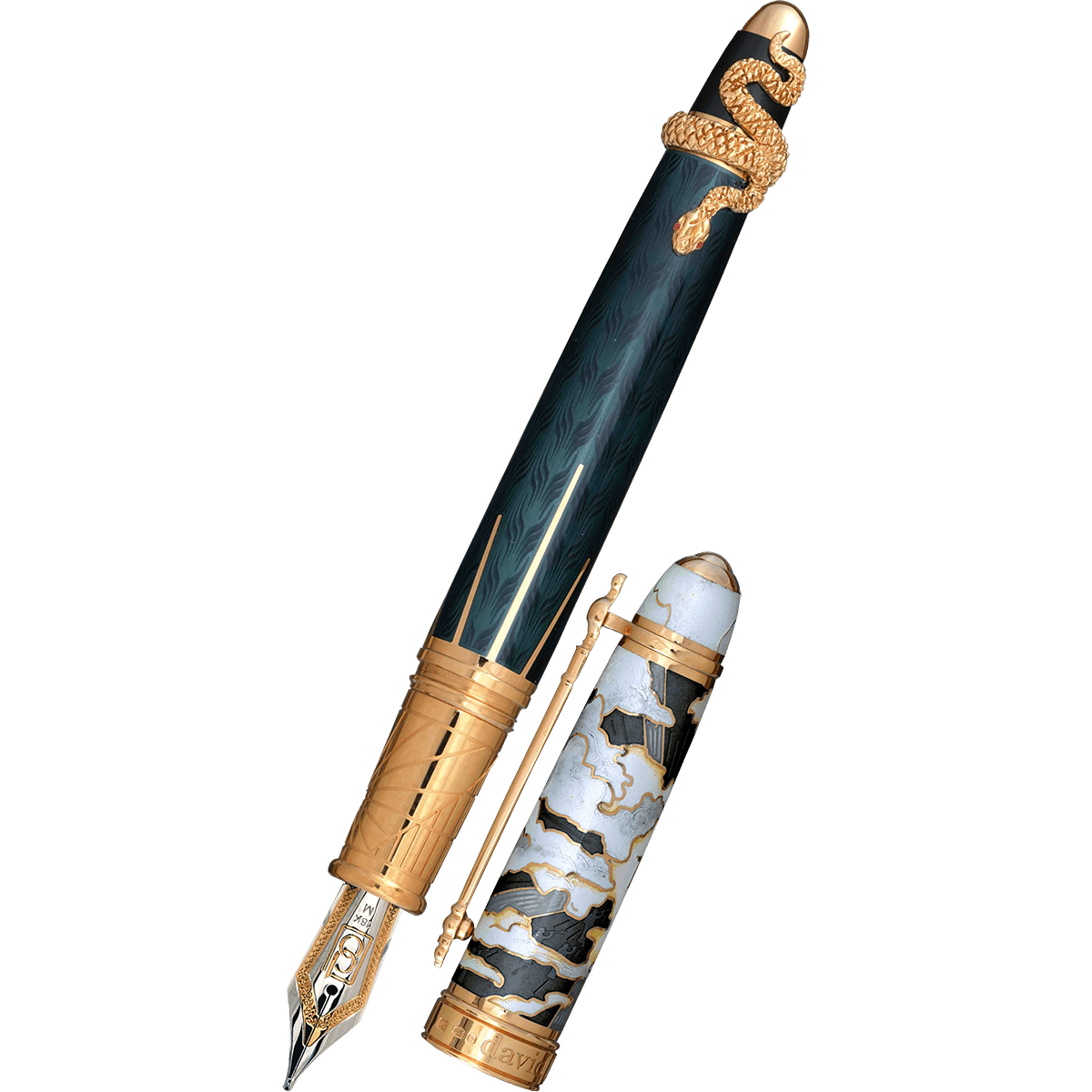 David Oscarson Deus Regit Fountain Pen - Moss Black - Gold Trim - Pen Boutique Ltd