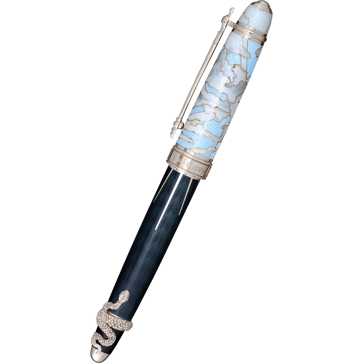 David Oscarson Deus Regit Fountain Pen - Moss Black - Silver Trim - Pen Boutique Ltd