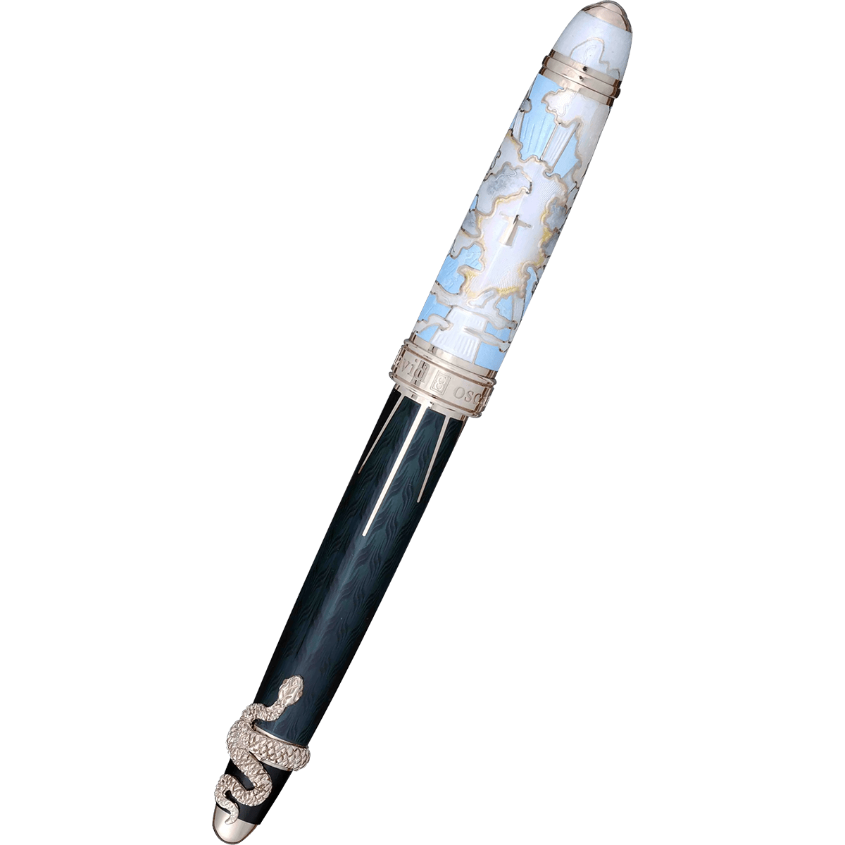 David Oscarson Deus Regit Fountain Pen - Moss Black - Silver Trim - Pen Boutique Ltd