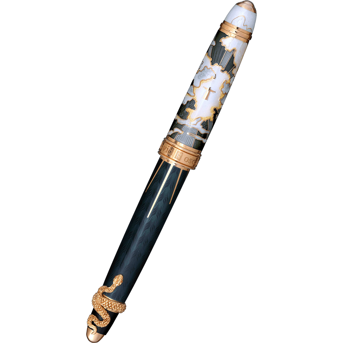 David Oscarson Deus Regit Rollerball Pen - Moss Black - Gold Trim - Pen Boutique Ltd