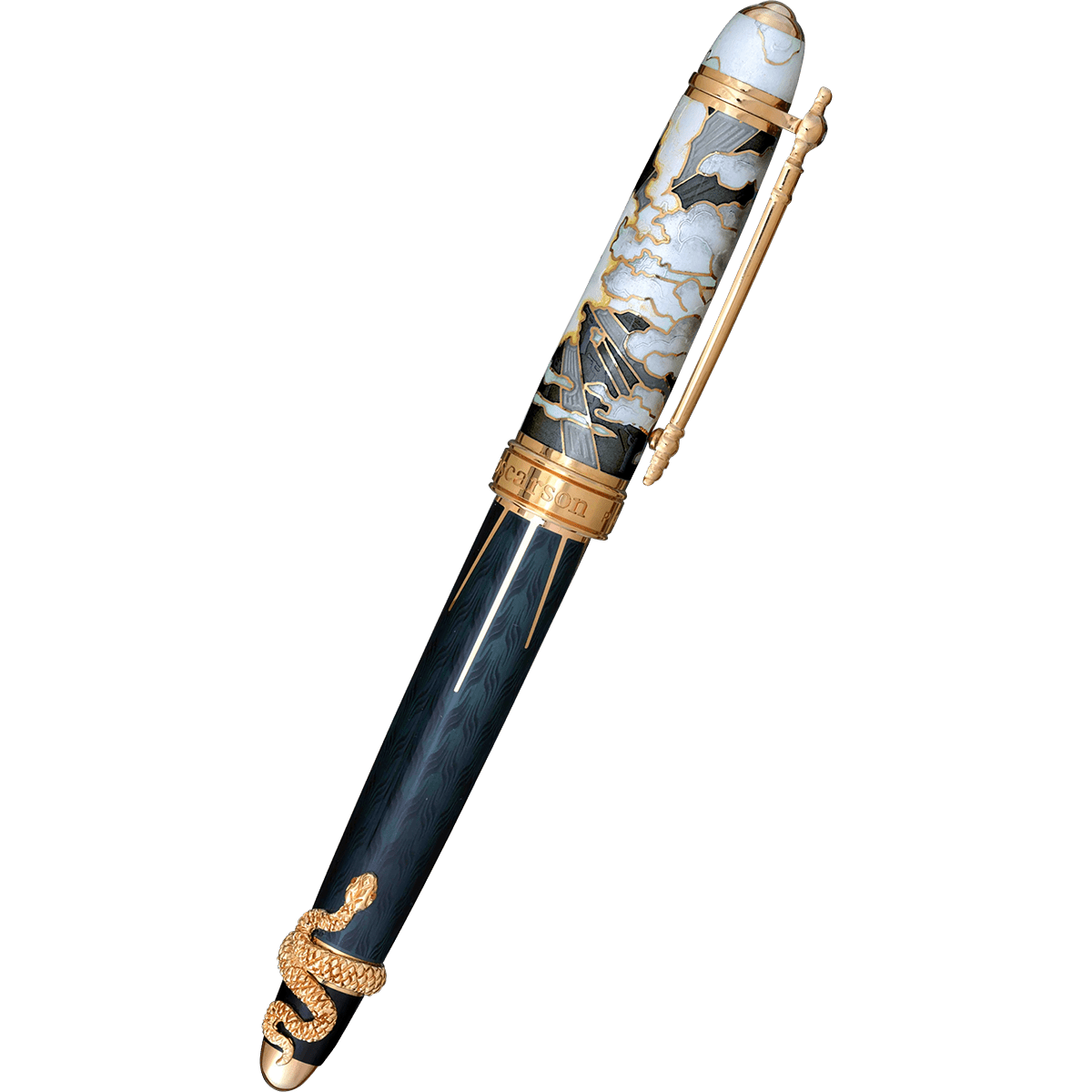 David Oscarson Deus Regit Rollerball Pen - Moss Black - Gold Trim - Pen Boutique Ltd