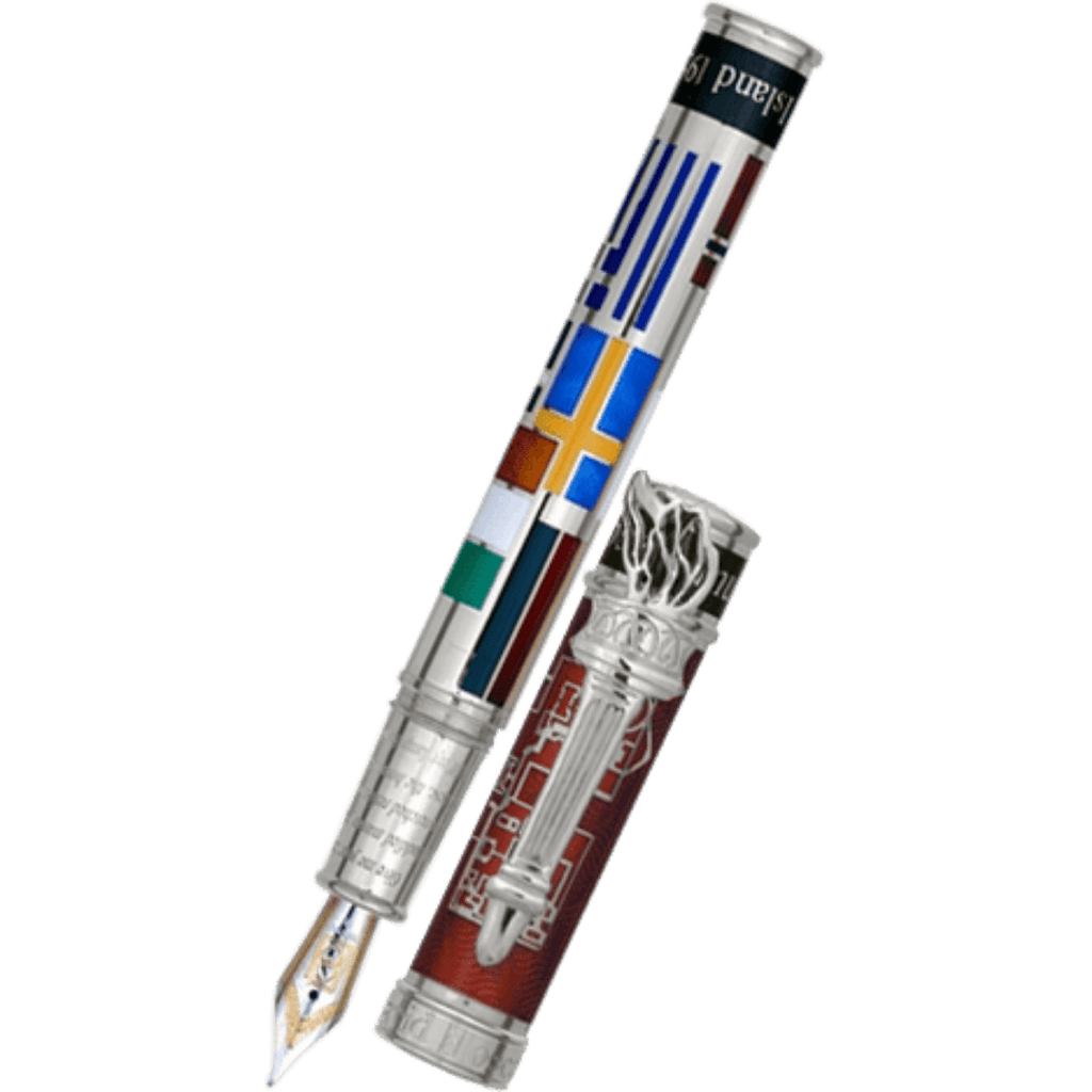 David Oscarson Ellis Island Fountain Pen - Ruby Red - Silver Trim - Pen Boutique Ltd
