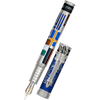 David Oscarson Ellis Island Fountain Pen - Sapphire Blue - Silver Trim - Pen Boutique Ltd