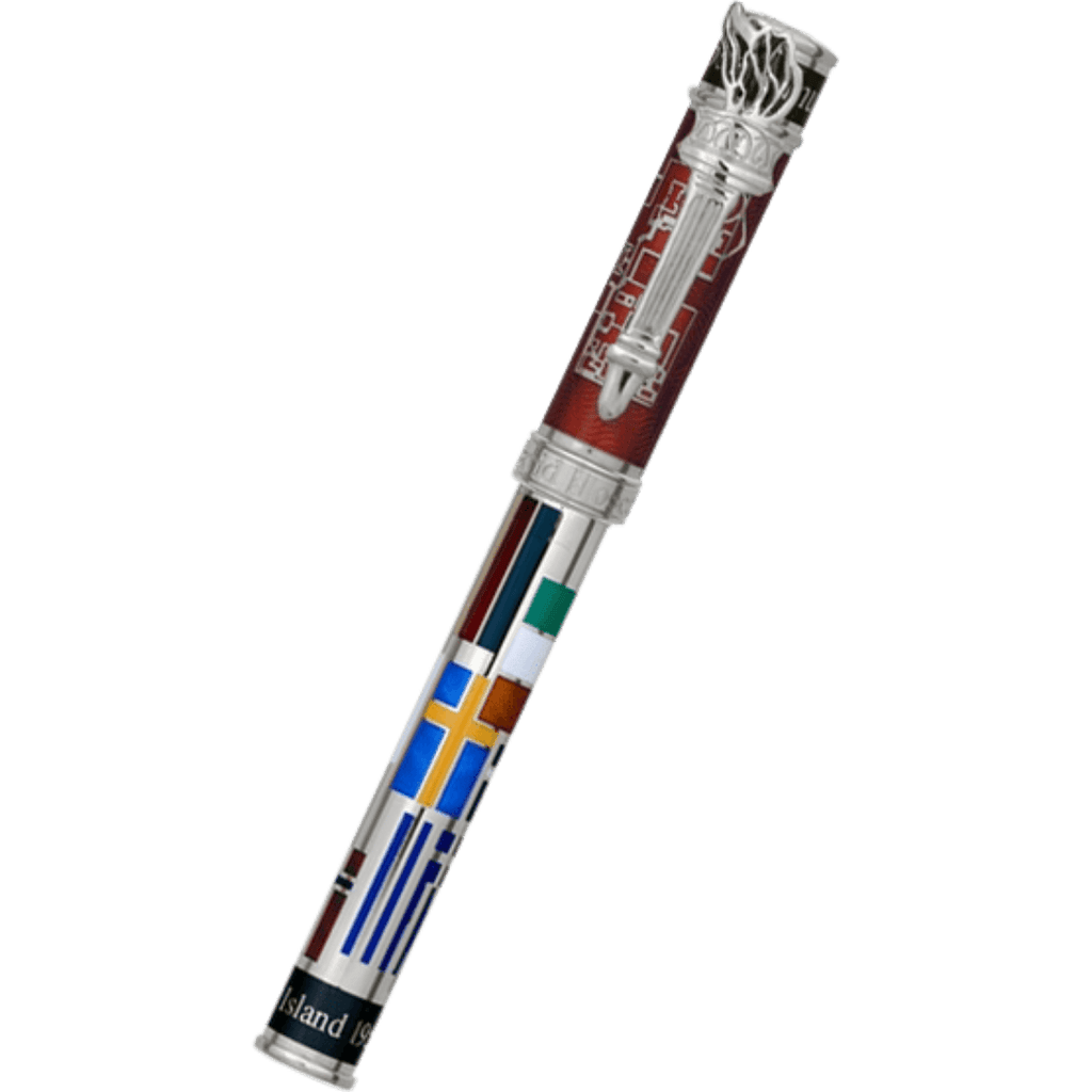 David Oscarson Ellis Island Rollerball Pen - Ruby Red - Silver Trim - Pen Boutique Ltd