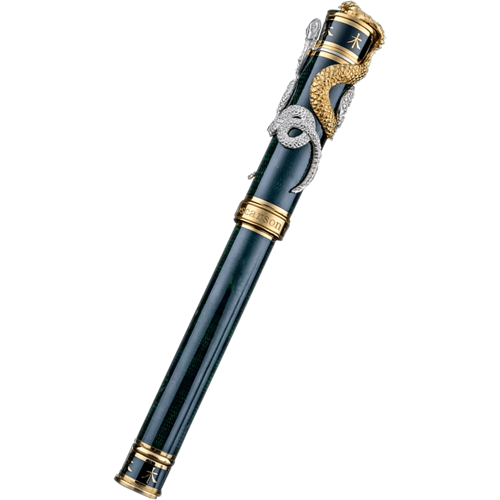 David Oscarson Green Wood Snake Rollerball Pen - Black Emerald (Limited Edition) - Pen Boutique Ltd