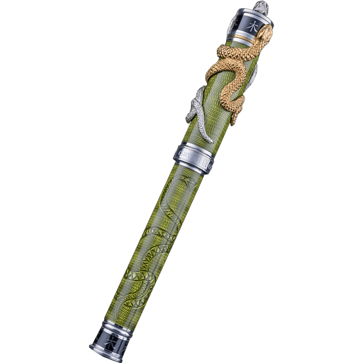David Oscarson Green Wood Snake Rollerball Pen - New Moss (Limited Edition) - Pen Boutique Ltd