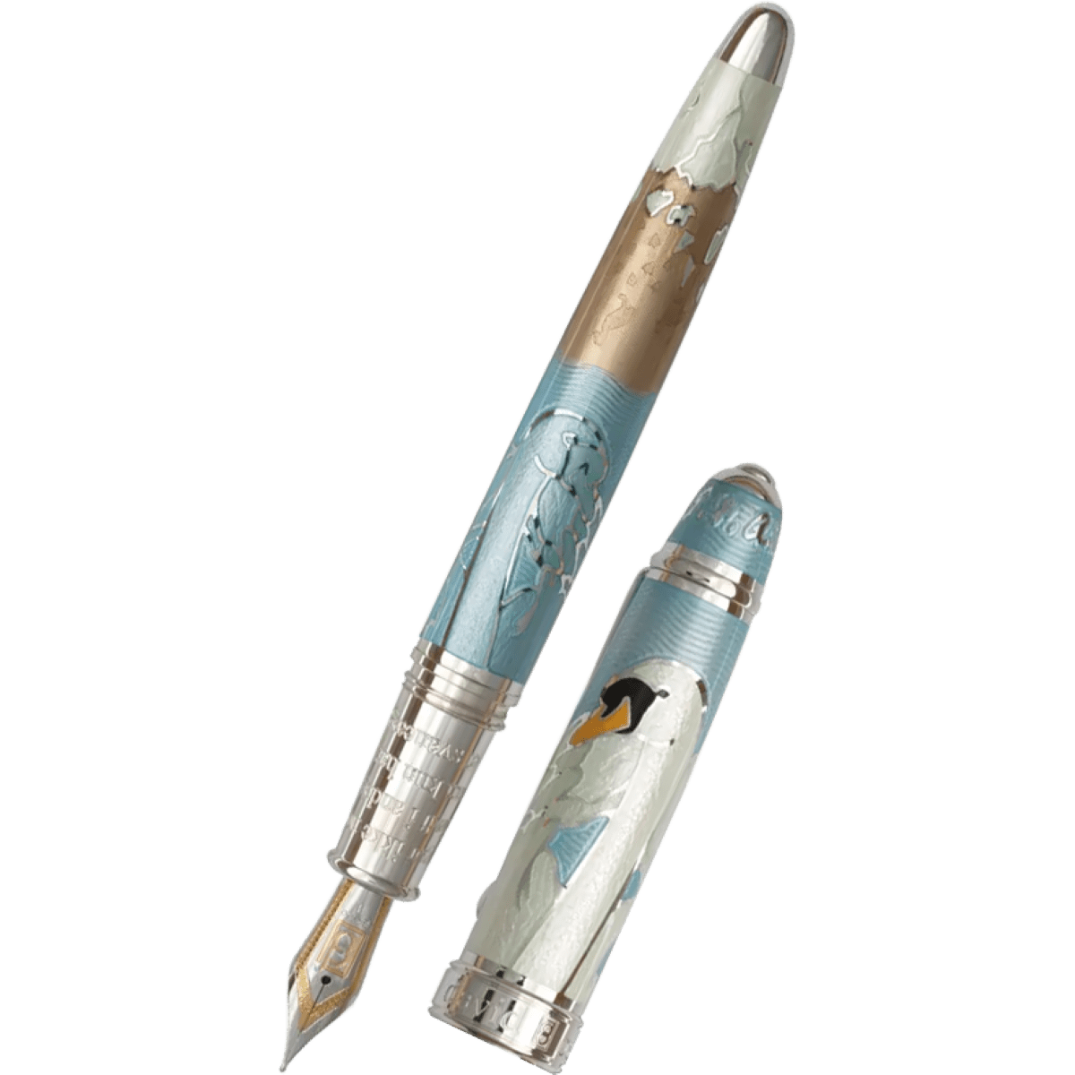 David Oscarson Hans Christian Andersen Fountain Pen - Azure Copper White - Pen Boutique Ltd