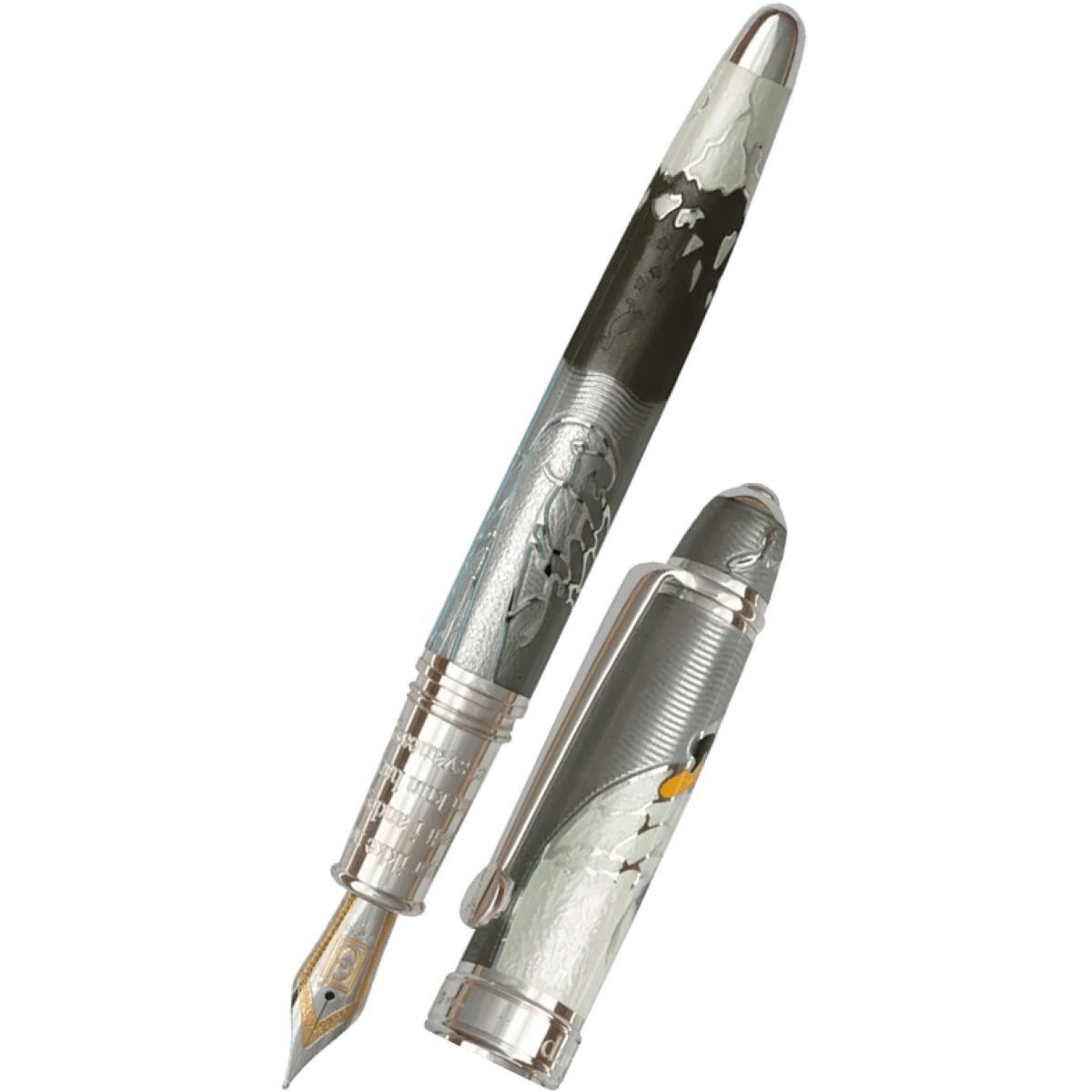 David Oscarson Hans Christian Andersen Fountain Pen - Grey Black White - Pen Boutique Ltd