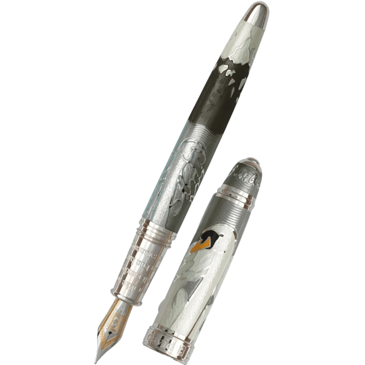 David Oscarson Hans Christian Andersen Fountain Pen - Grey Black White - Pen Boutique Ltd