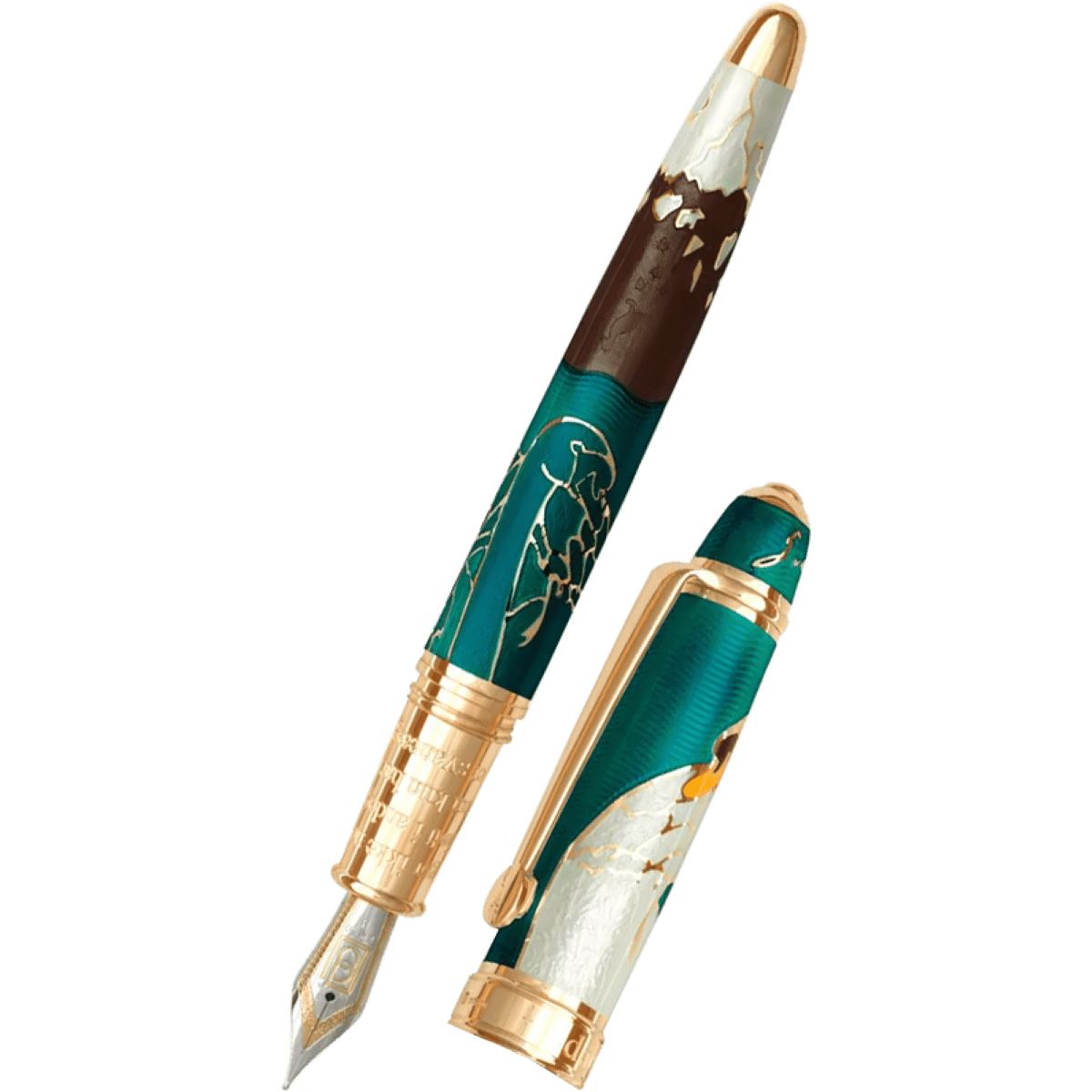 David Oscarson Hans Christian Andersen Fountain Pen - Teal Coffee White Gold - Pen Boutique Ltd