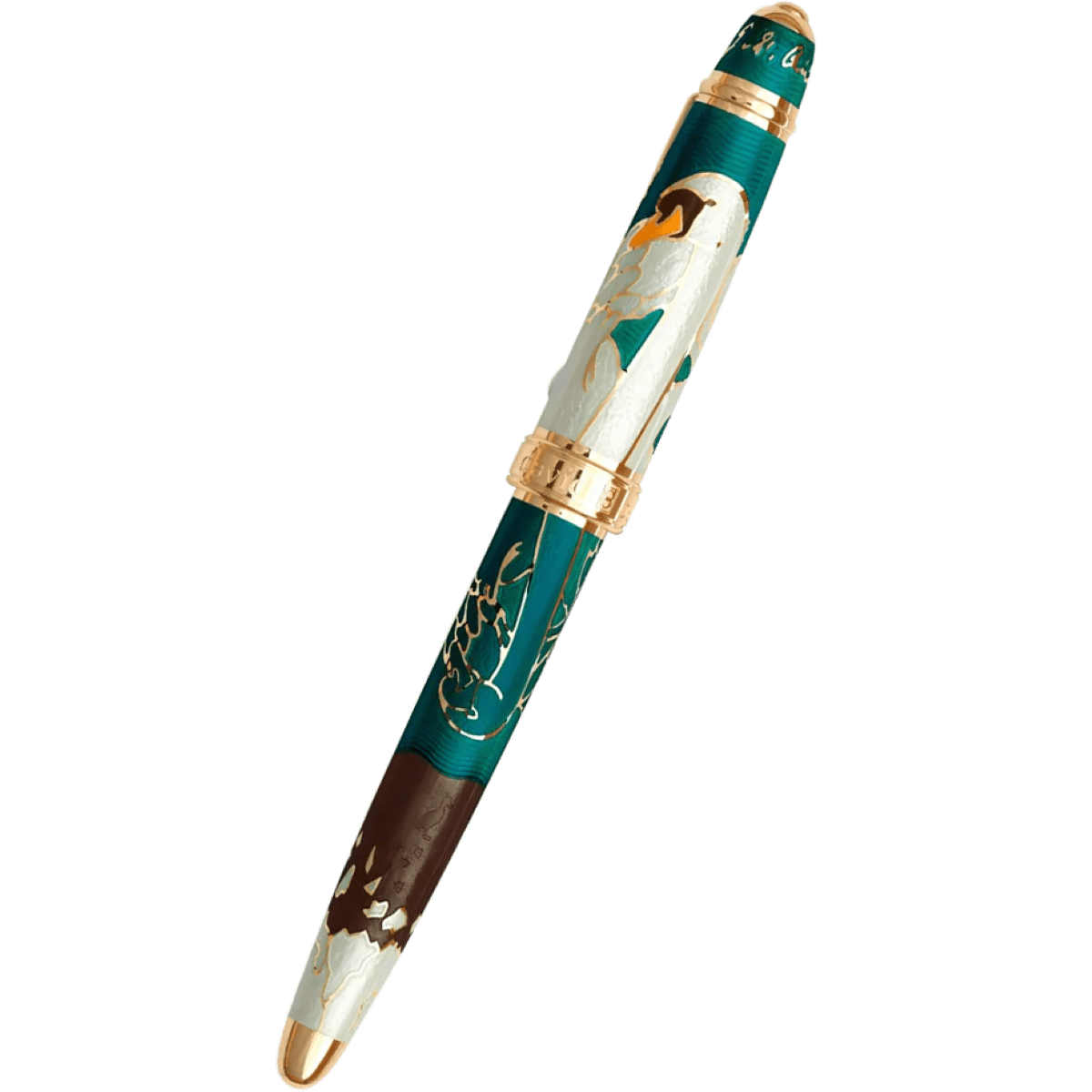 David Oscarson Hans Christian Andersen Fountain Pen - Teal Coffee White Gold - Pen Boutique Ltd