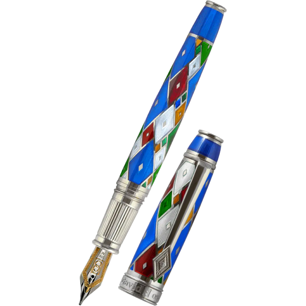David Oscarson Harlequin Fountain Pen - Sapphire Blue - Pen Boutique Ltd