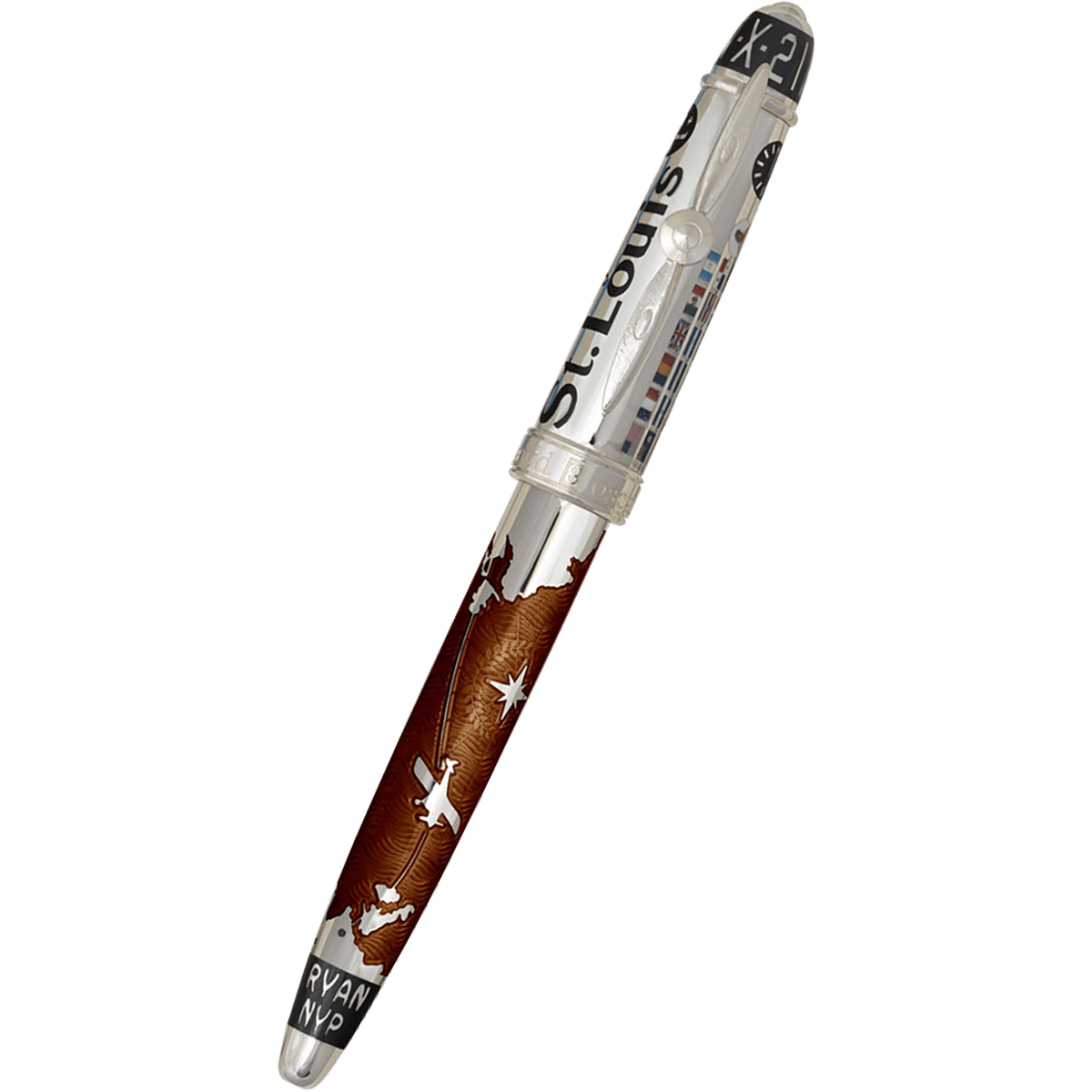 David Oscarson Spirit of St. Louis Fountain Pen - Charles Lindbergh Liquid Coffee - Pen Boutique Ltd