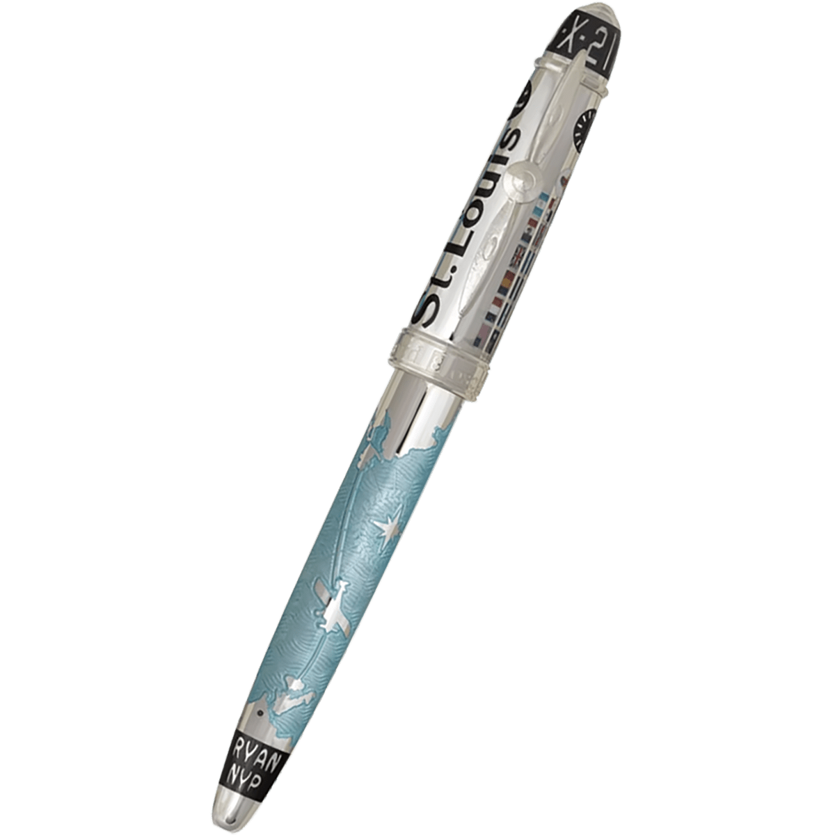 David Oscarson Spirit of St. Louis Rollerball Pen - Charles Lindbergh Sky Blue - Pen Boutique Ltd