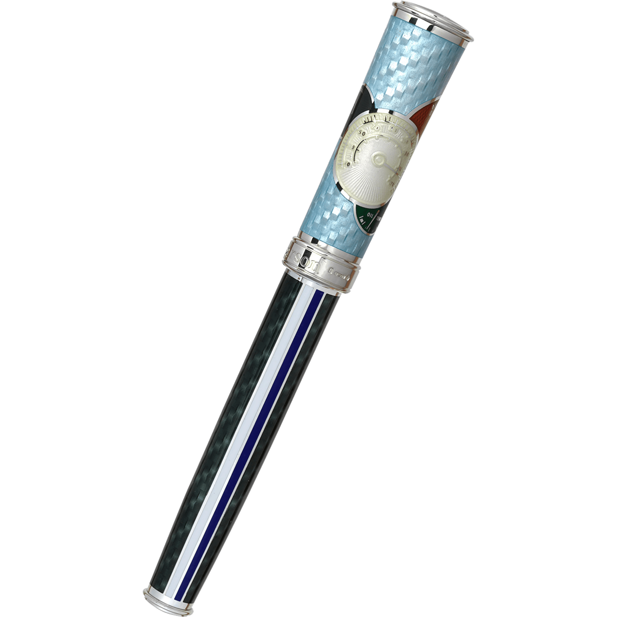 David Oscarson Take It To The Limit Fountain Pen - Sky Blue Carbon - Pen Boutique Ltd