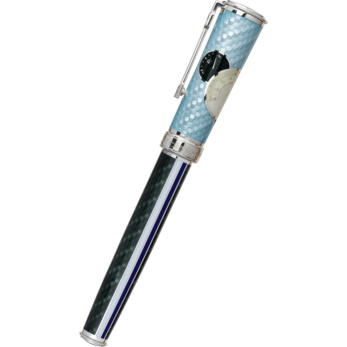 David Oscarson Take It To The Limit Fountain Pen - Sky Blue Carbon - Pen Boutique Ltd