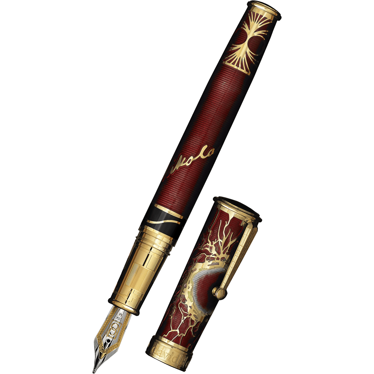 David Oscarson Tesla Fountain Pen - Translucent Red - Pen Boutique Ltd
