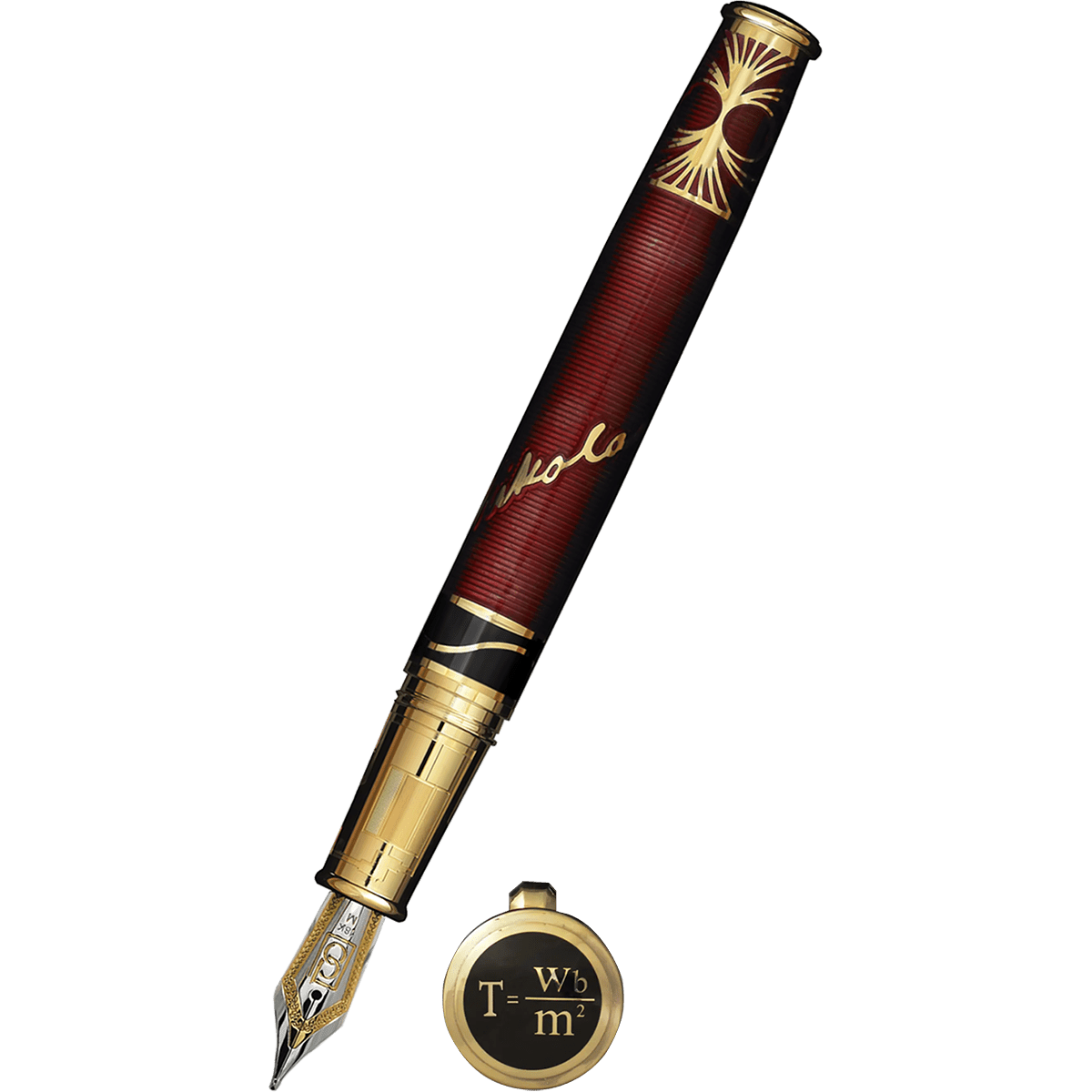 David Oscarson Tesla Fountain Pen - Translucent Red - Pen Boutique Ltd