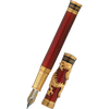 David Oscarson Black Water Dragon Fountain Pen - Translucent Ruby Red and Opaque Onyx Black Hard Enamel with Gold Vermeil-Pen Boutique Ltd