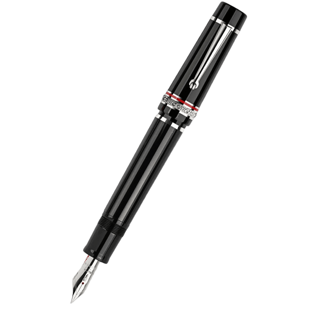 Delta Fountain Pen - DV Original - Black - Sterling Silver Trims - 14K (Oversize) - Pen Boutique Ltd