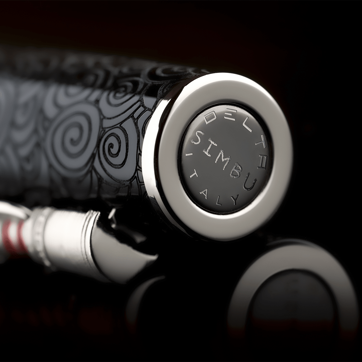 Delta Indigenous People Fountain Pen - Simbu Dancing Skeletons - Black - Silver Cage (Limited Edition) - Pen Boutique Ltd