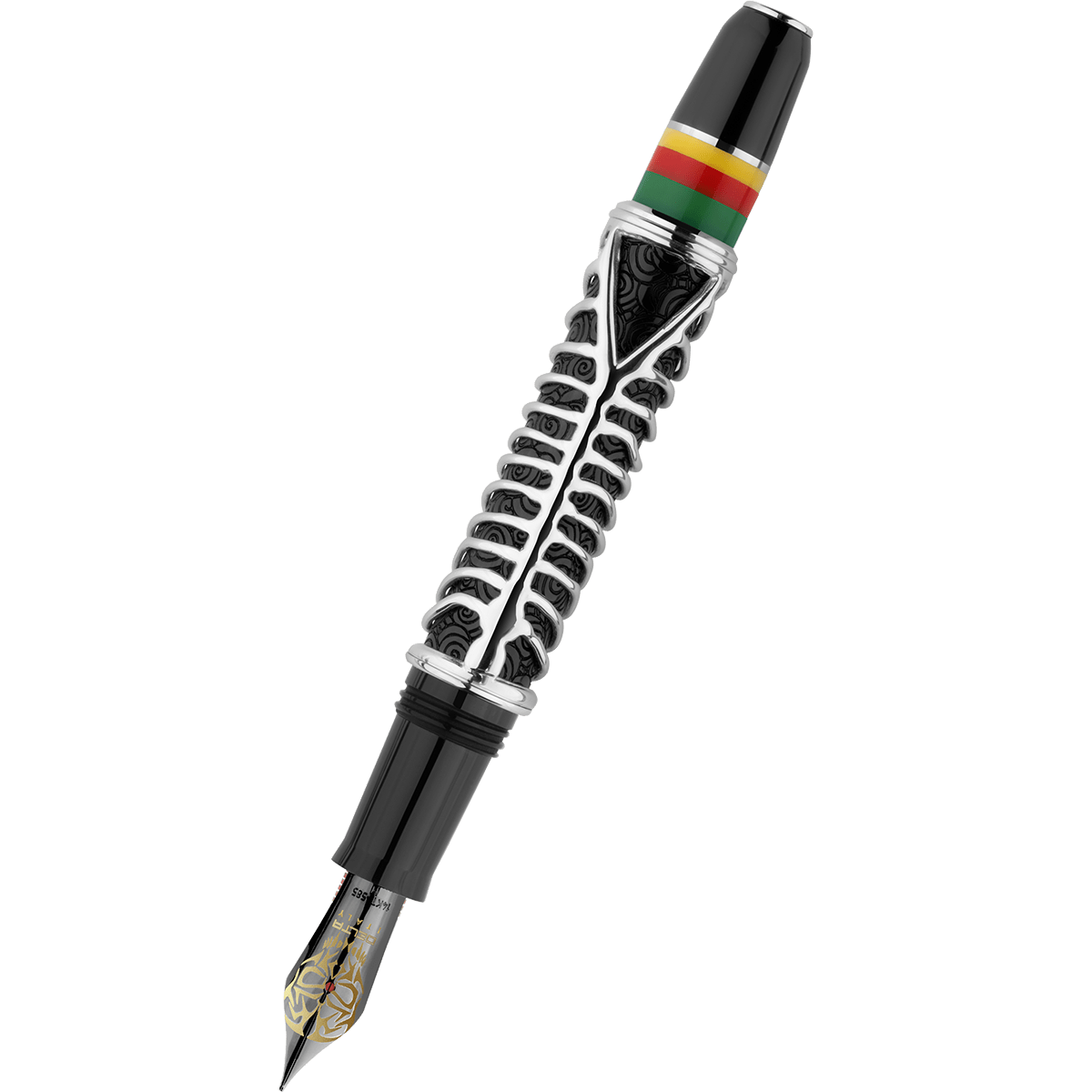 Delta Indigenous People Fountain Pen - Simbu Dancing Skeletons - Black - Silver Cage (Limited Edition) - Pen Boutique Ltd