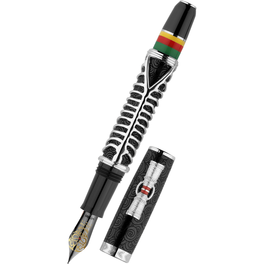 Delta Indigenous People Fountain Pen - Simbu Dancing Skeletons - Black - Silver Cage (Limited Edition) - Pen Boutique Ltd