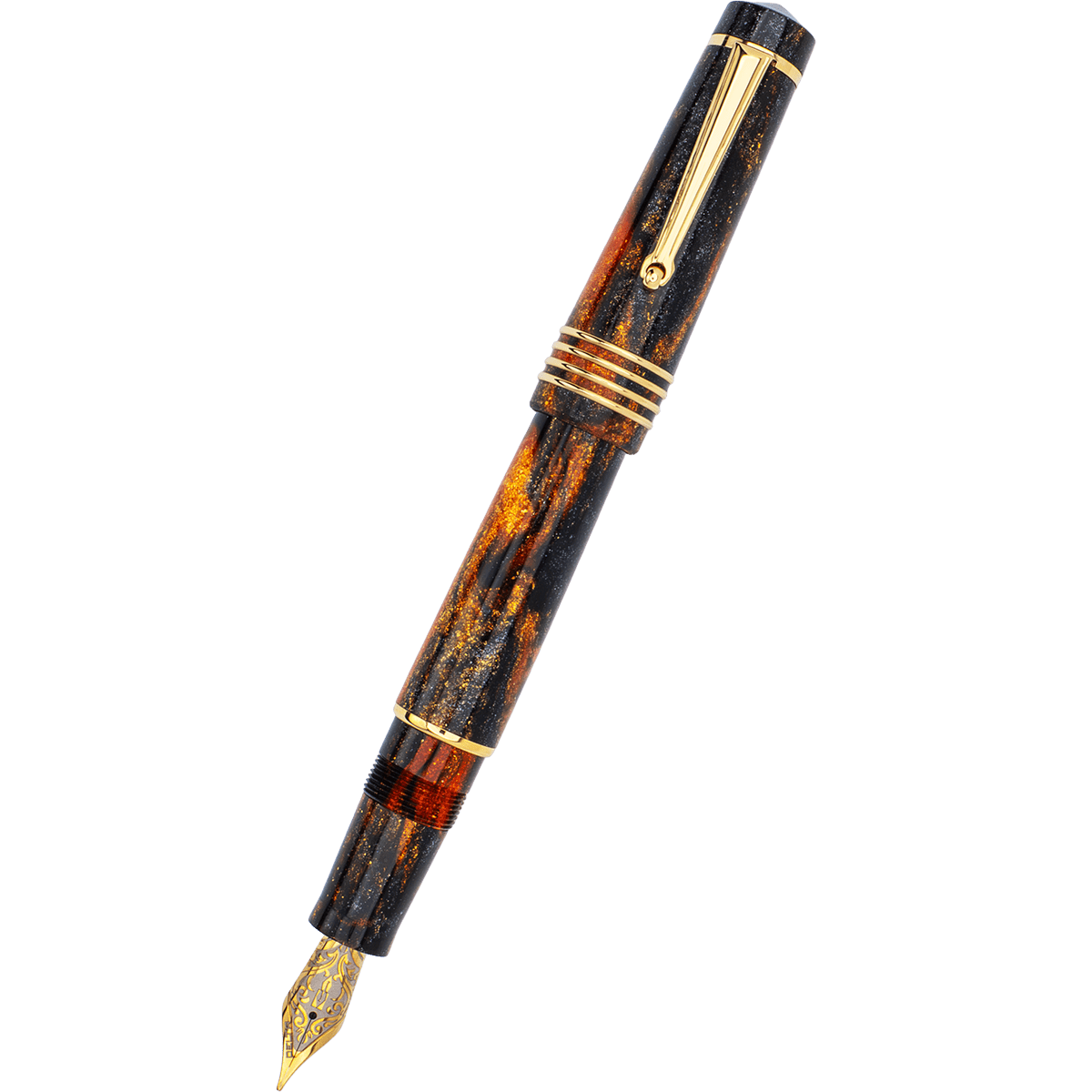 Delta DV Original Fountain Pen - Glow Up Oro - Gold Trim - Stainless Steel Nib (Mid Size) - Pen Boutique Ltd