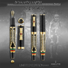 Delta Indigenous People Fountain Pen - Simbu Dancing Skeletons - Black Resin - Gold - Plated Sterling Silver Cage (Limited Edition) - Pen Boutique Ltd