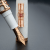 Delta Indigenous People Fountain Pen - Simbu Dancing Skeletons - White Resin - Rose Gold - Plated Sterling Silver Cage (Limited Edition) - Pen Boutique Ltd