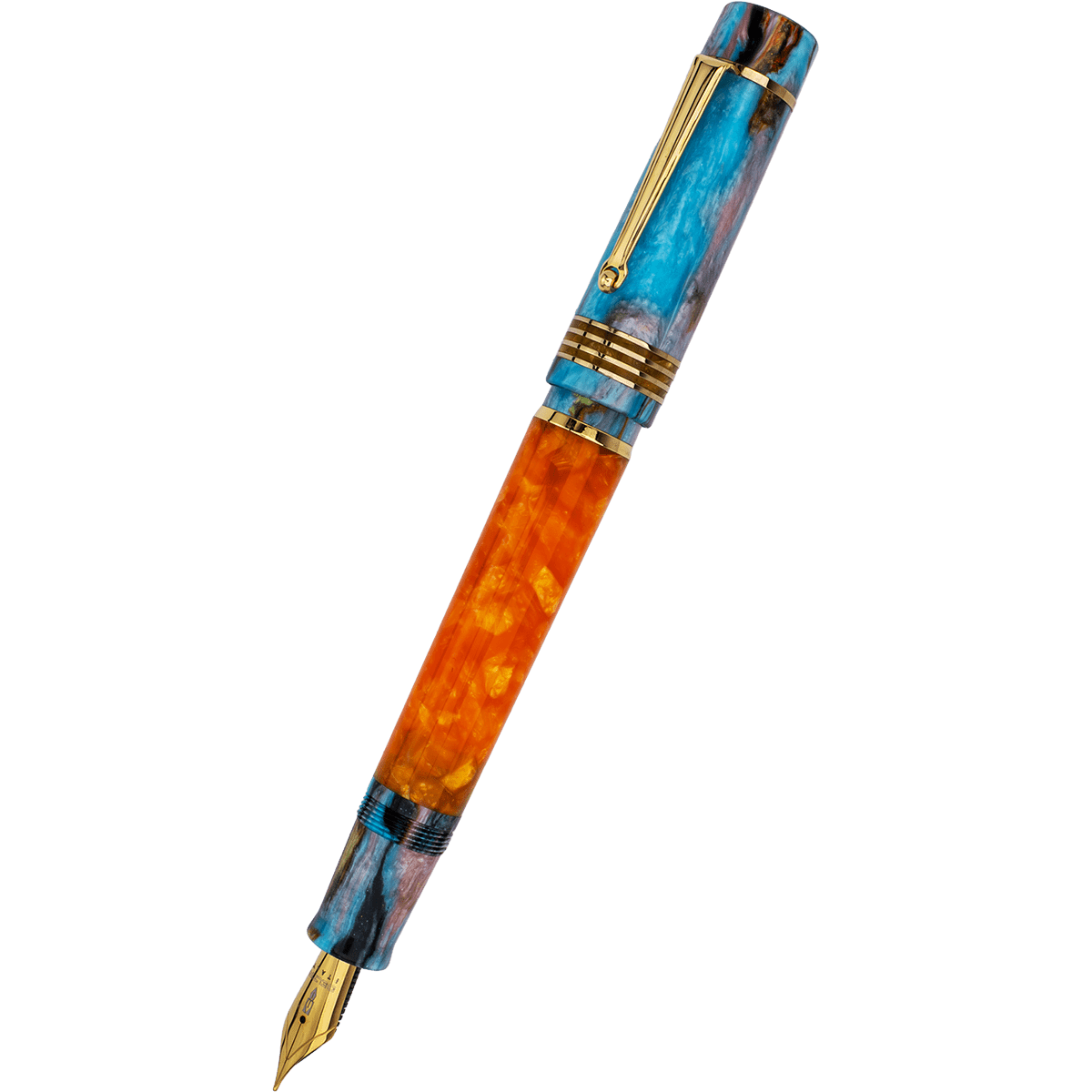 Delta Limited Edition Fountain Pen - DV Original - Orange Primary Manipulation 4.5 - Palladium Trim (Mid - Size) - Pen Boutique Ltd