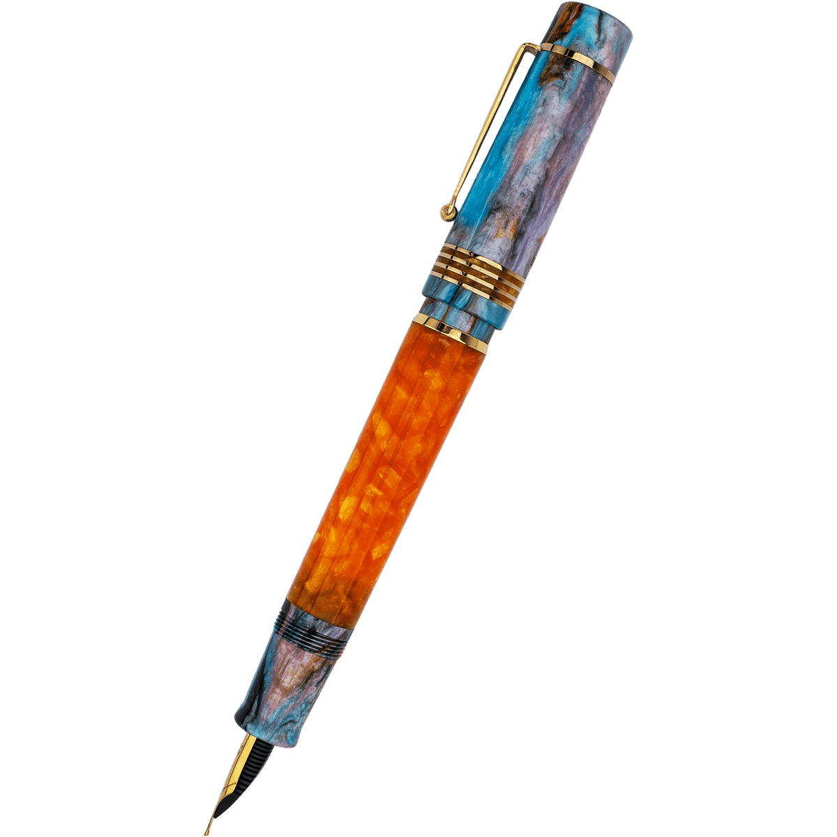 Delta Limited Edition Fountain Pen - DV Original - Orange Primary Manipulation 4.5 - Palladium Trim (Mid - Size) - Pen Boutique Ltd