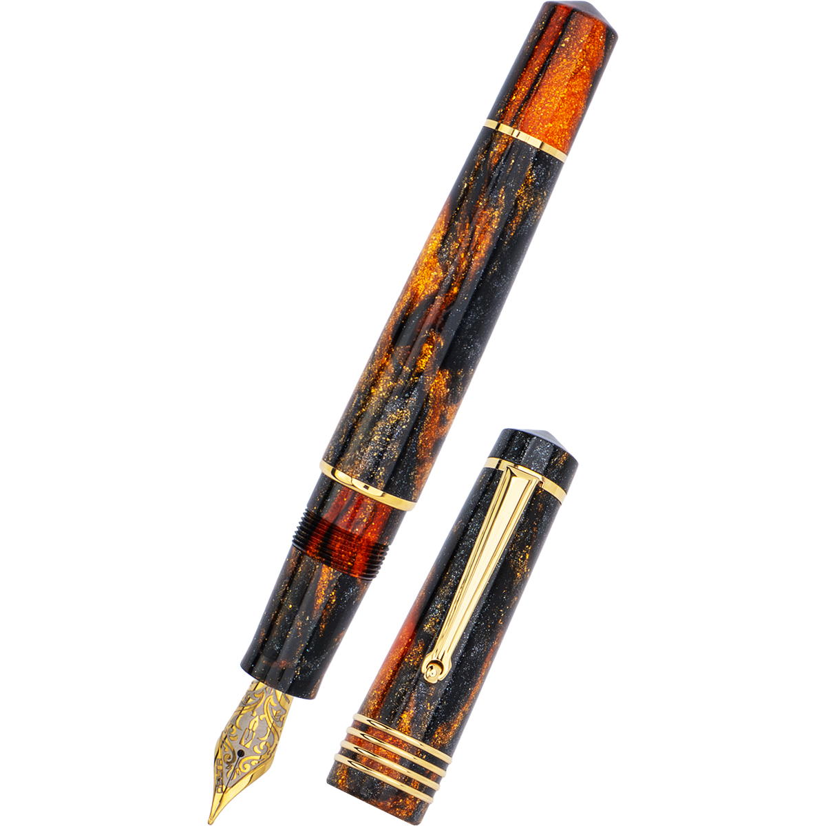 Delta DV Original Fountain Pen - Glow Up Oro - Gold Trim - Stainless Steel Nib (Mid Size) - Pen Boutique Ltd