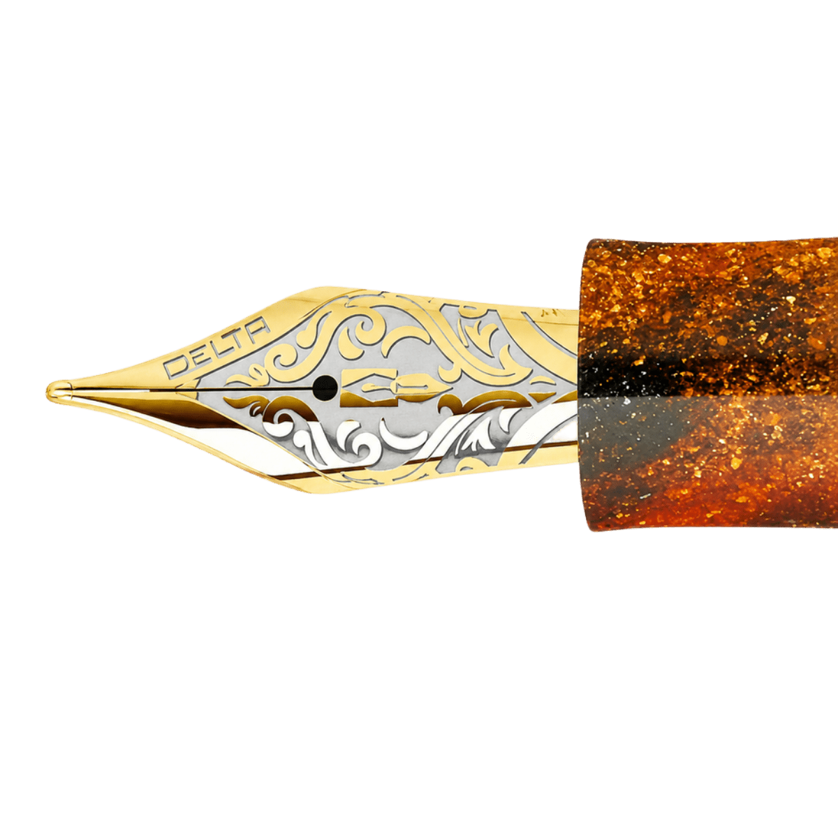 Delta DV Original Fountain Pen - Glow Up Oro - Gold Trim - Stainless Steel Nib (Mid Size) - Pen Boutique Ltd