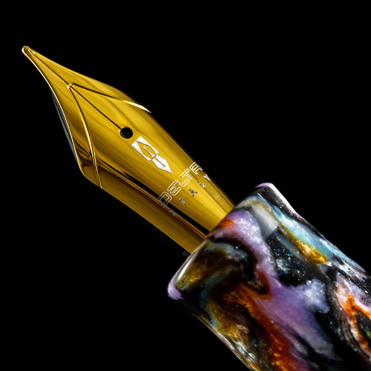 Delta Limited Edition Fountain Pen - DV Original - Orange Primary Manipulation 4.5 - Palladium Trim (Mid - Size) - Pen Boutique Ltd