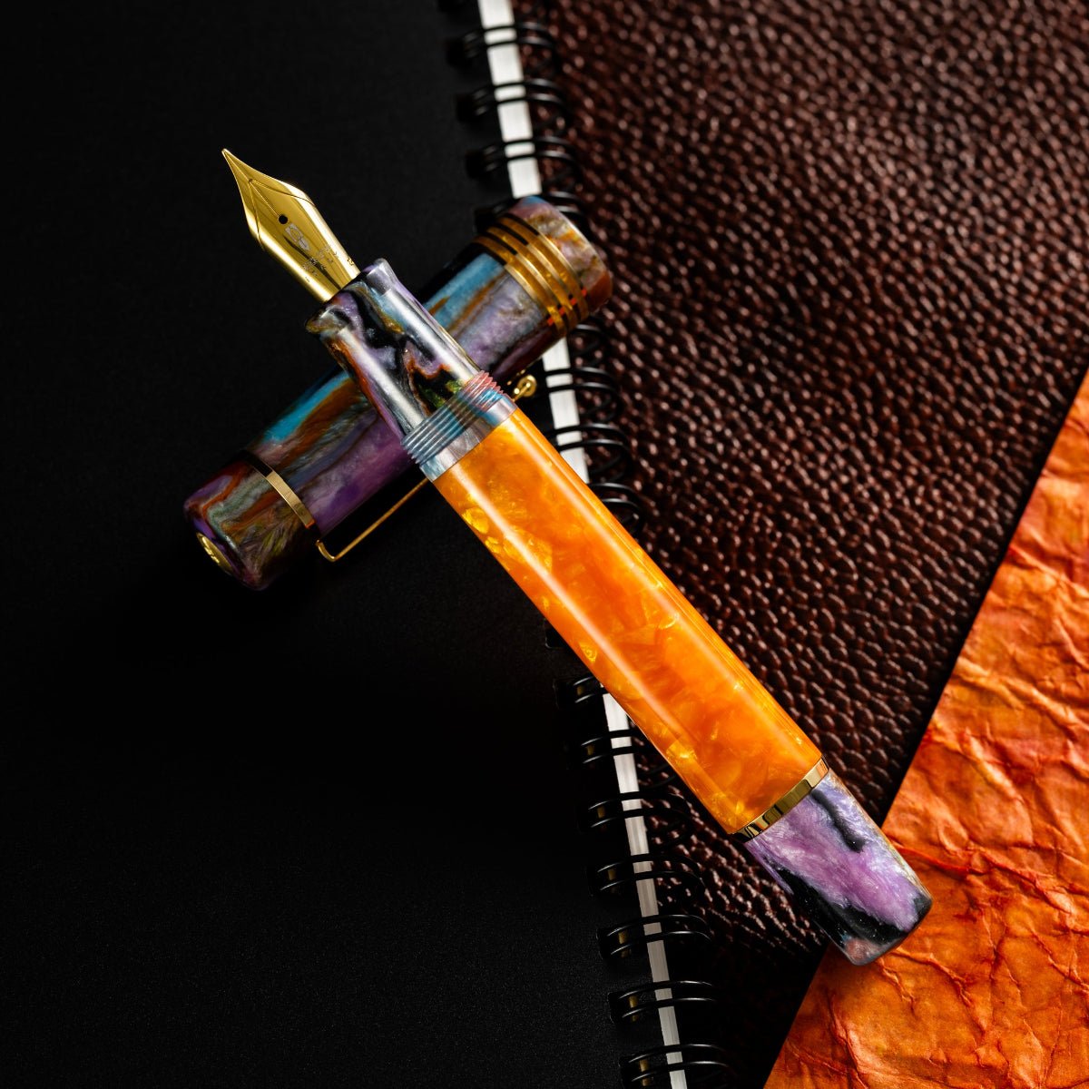 Delta Limited Edition Fountain Pen - DV Original - Orange Primary Manipulation 4.5 - Palladium Trim (Mid - Size) - Pen Boutique Ltd