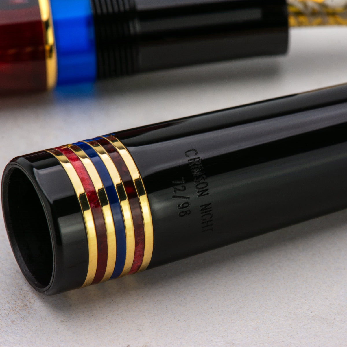 Delta Limited Edition Fountain Pen - Four Rings Crimson Night - Yellow Gold Trim - Steel Nib