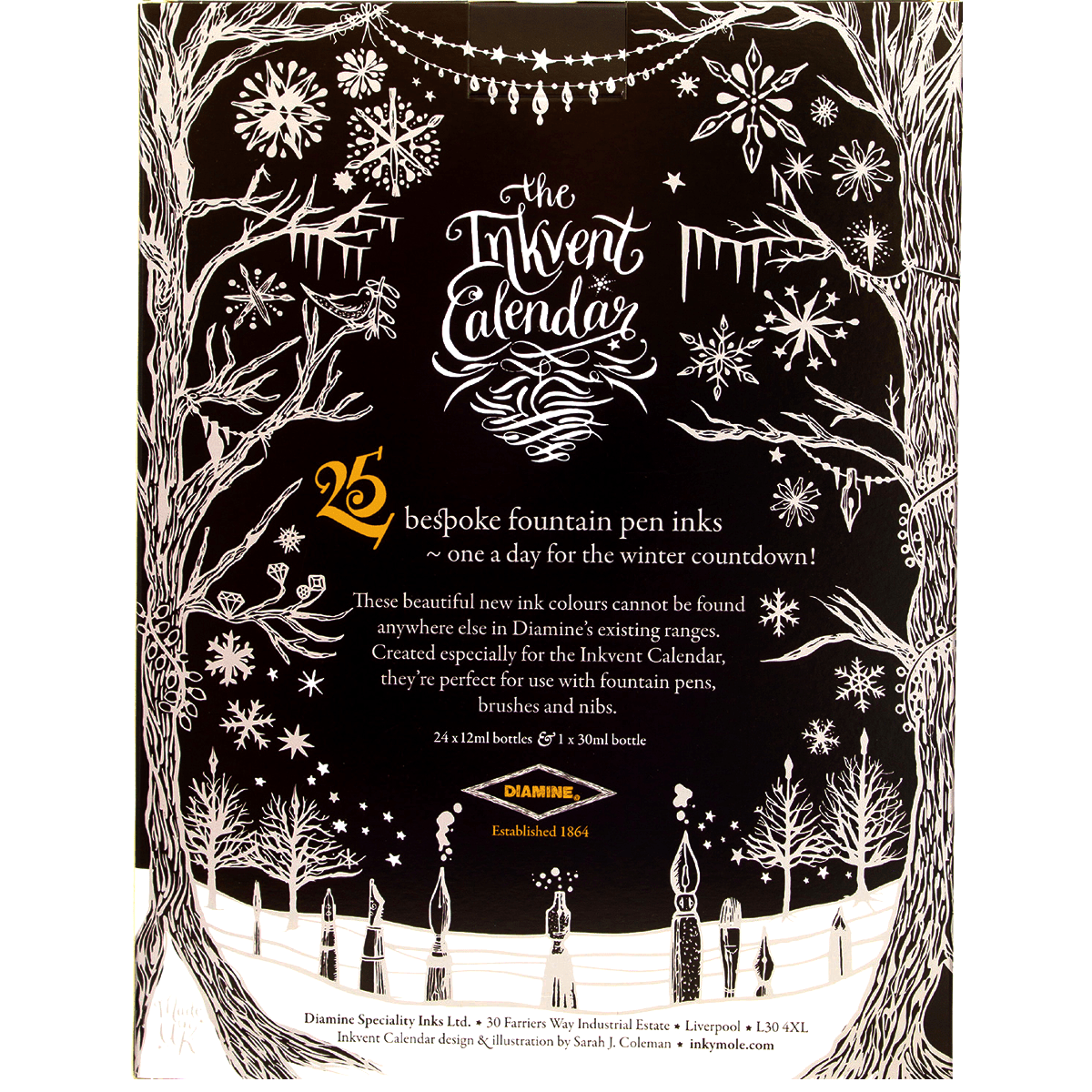 Diamine Inkvent Inks - 2024 Calendar (Black Edition) - Pen Boutique Ltd