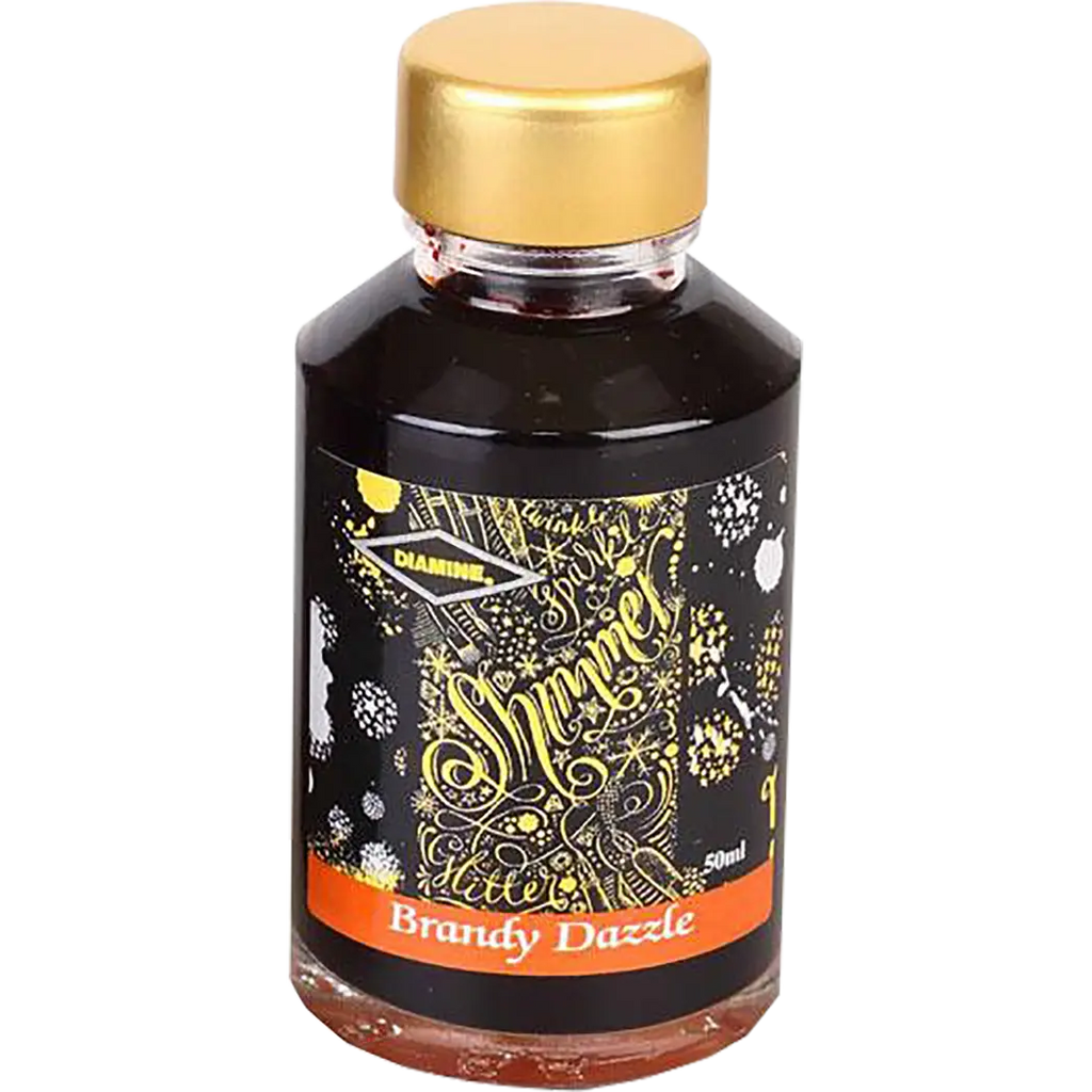 Diamine Shimmer Ink 50 ml Brandy Dazzle - Gold shimmer - Pen Boutique Ltd